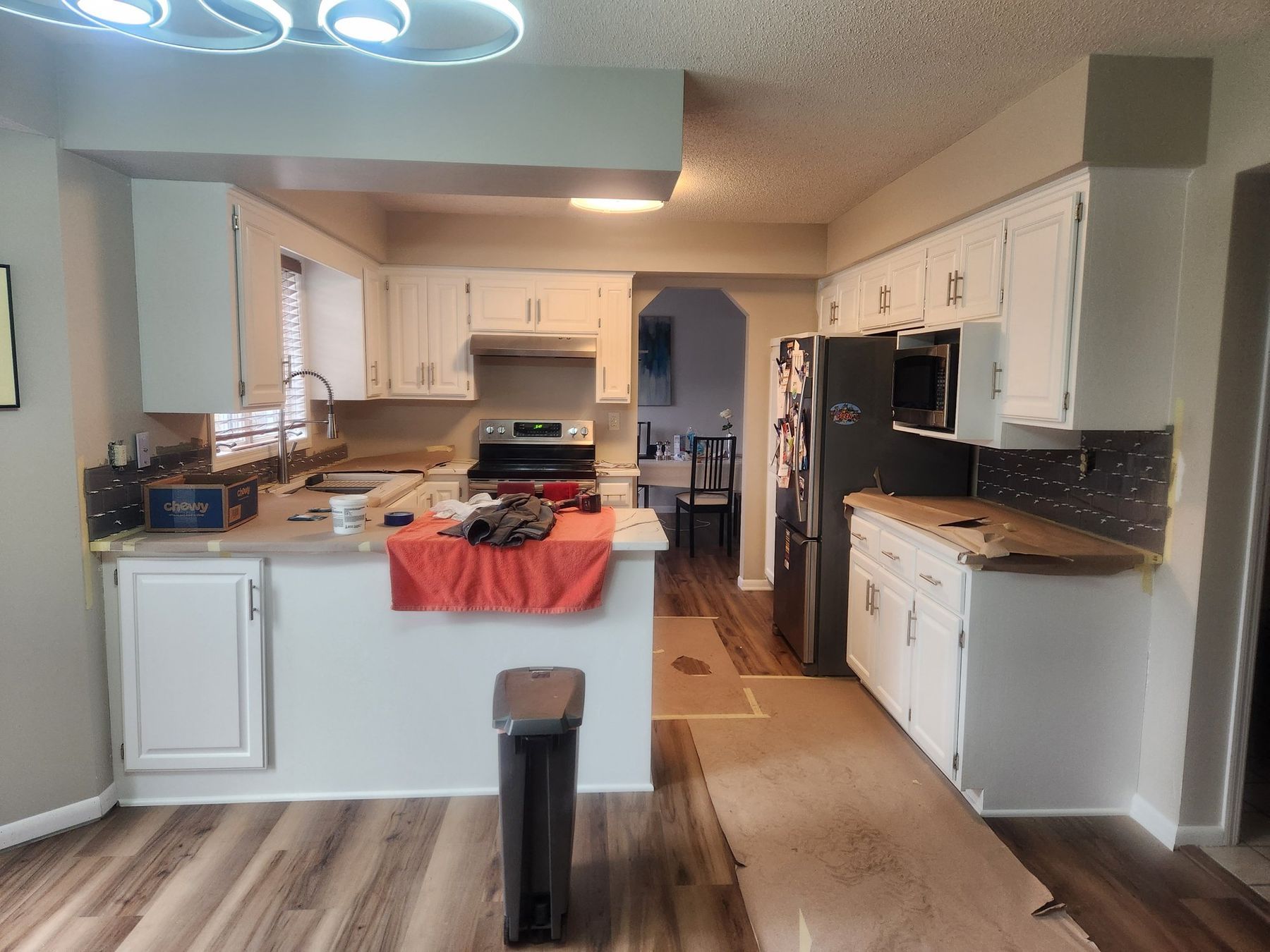 Kitchen after the re-spray, doors and hardware reinstalled