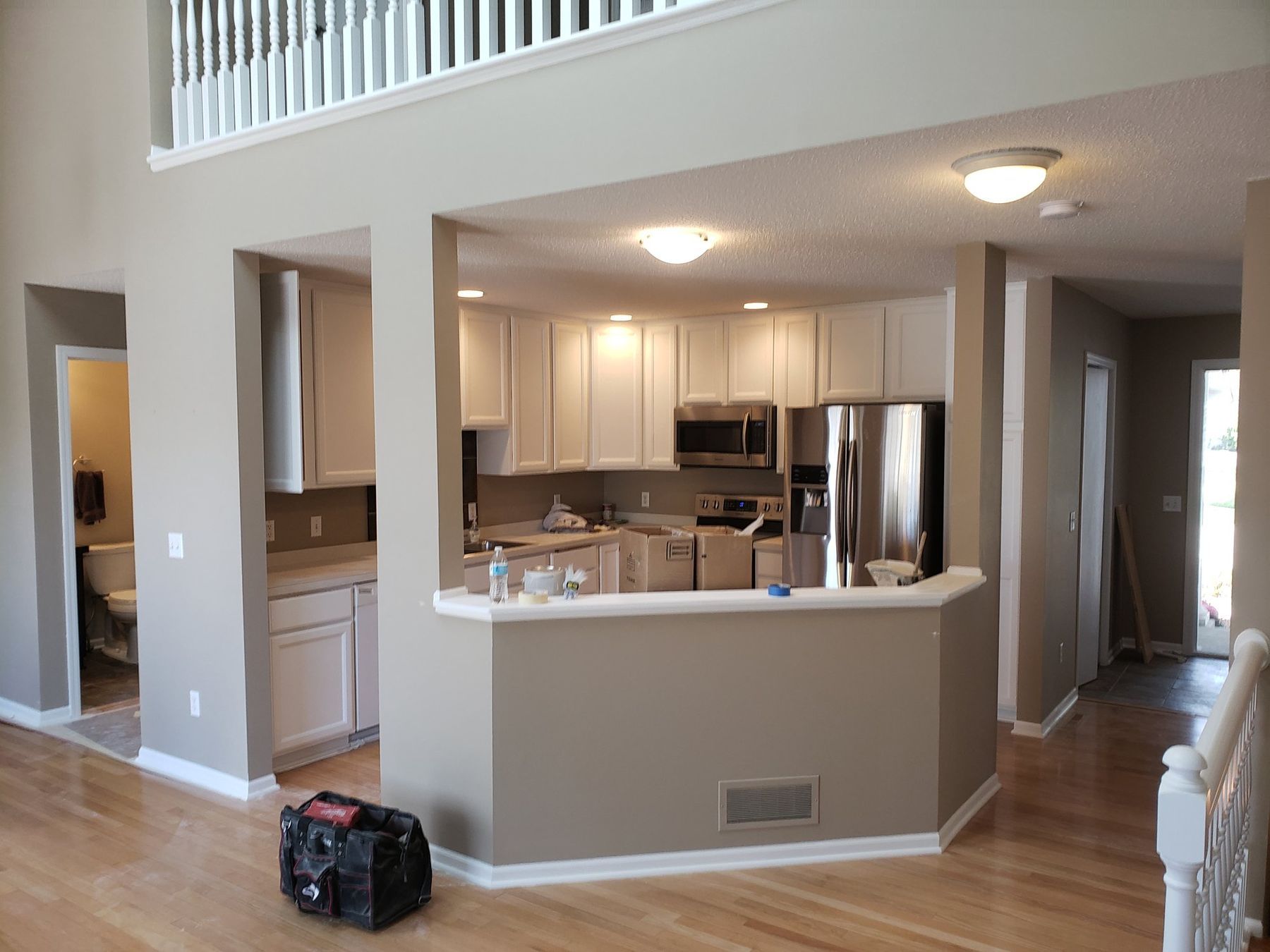 Kitchen and loft railing after painting
