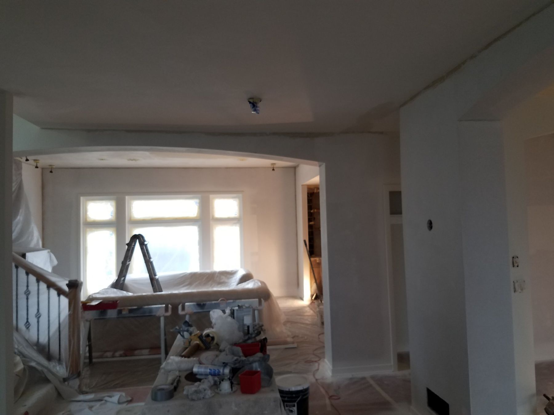 Room protected while walls are skim-coated